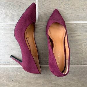 Zara TRF Maroon Wine Color Pumps Heels Pointed Toe size US 7.5/EU 38